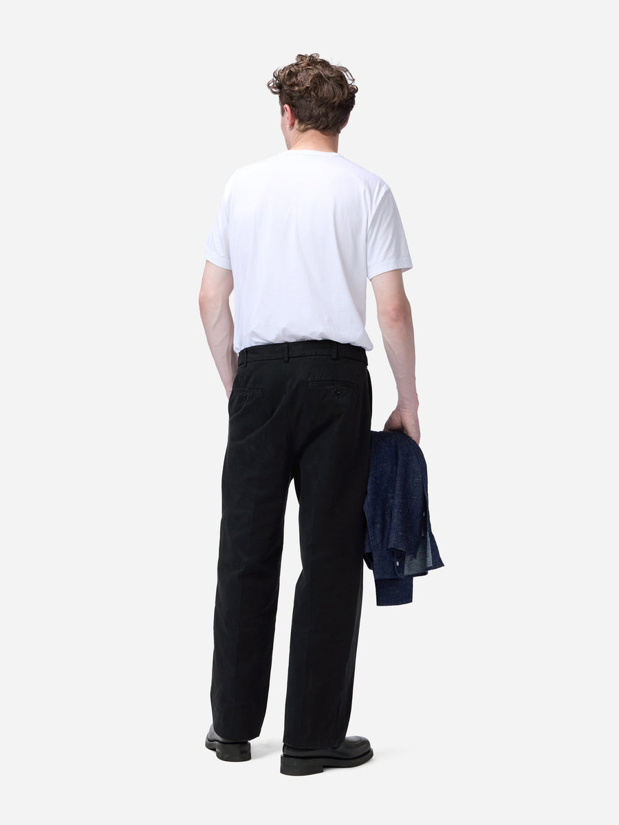 Pleated Trouser ~ Black Peached Twill