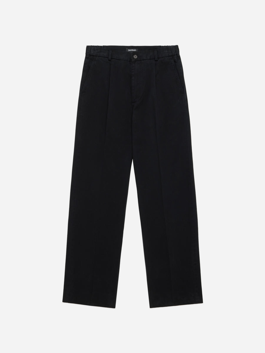 Pleated Trouser ~ Black Peached Twill