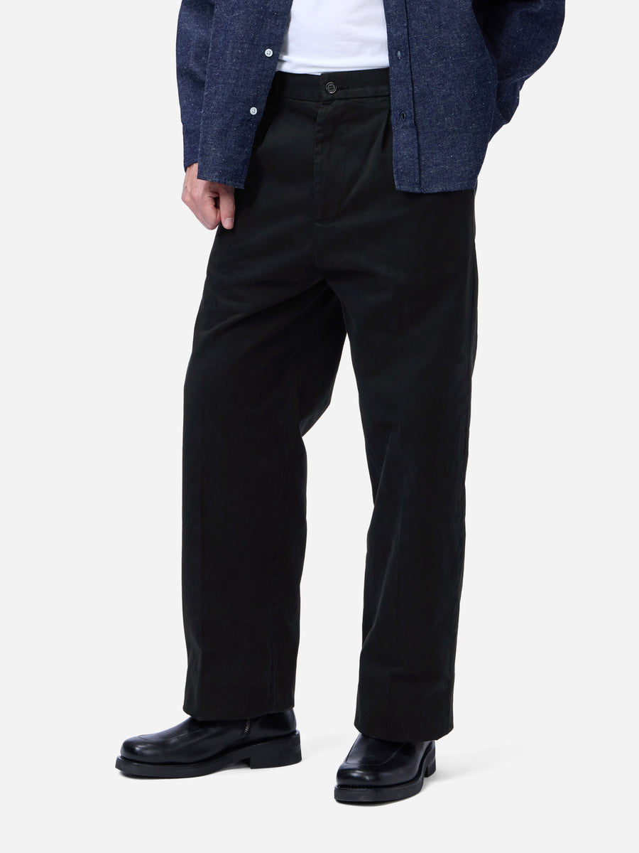 Pleated Trouser ~ Black Peached Twill