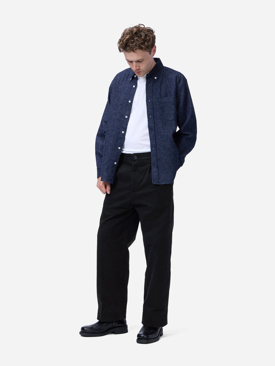 Pleated Trouser ~ Black Peached Twill