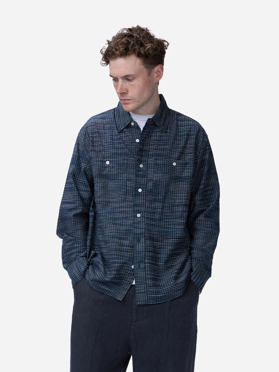 Commuter Shirt ~ Handloom Midnight Microcheck