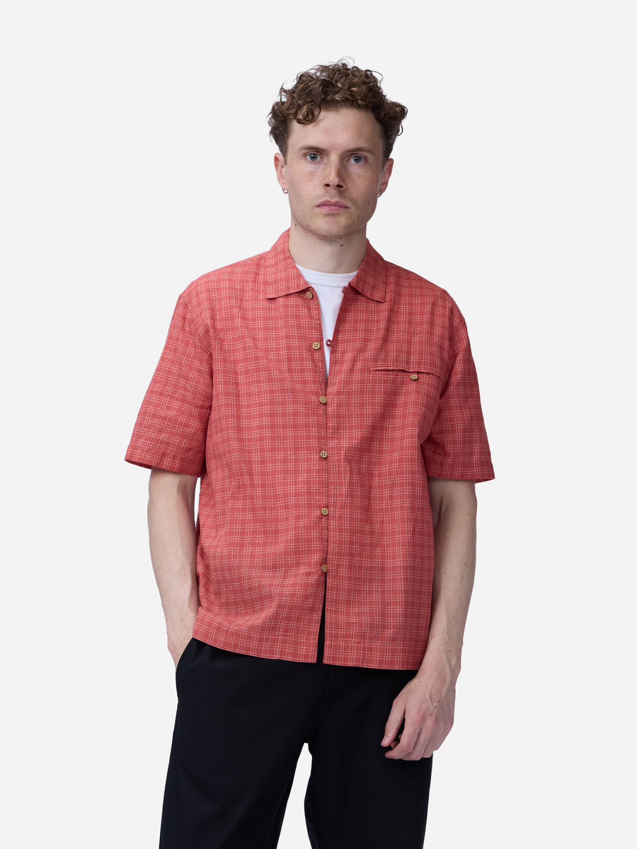 Short Sleeve Loop Shirt ~ Red Microcheck