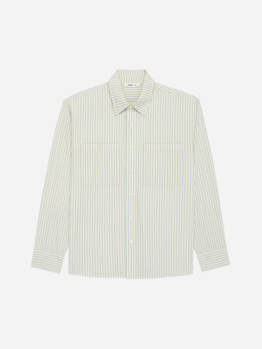 Commuter Shirt ~ Blue Ecru Stripe