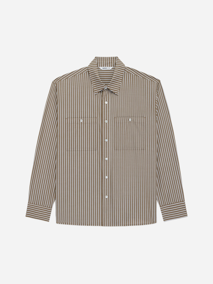 Commuter Shirt ~ Brown Ecru Stripe