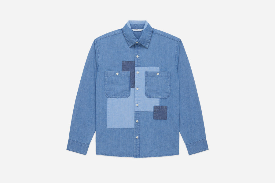 Utility Shirt ~ Indigo Patchwork Chambray