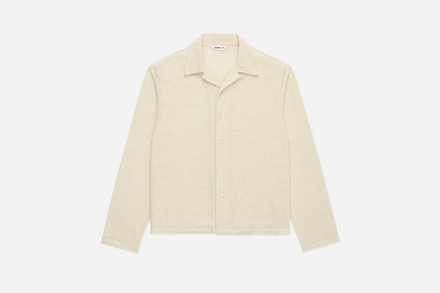Loop Collar Shirt ~ Ecru Mesh