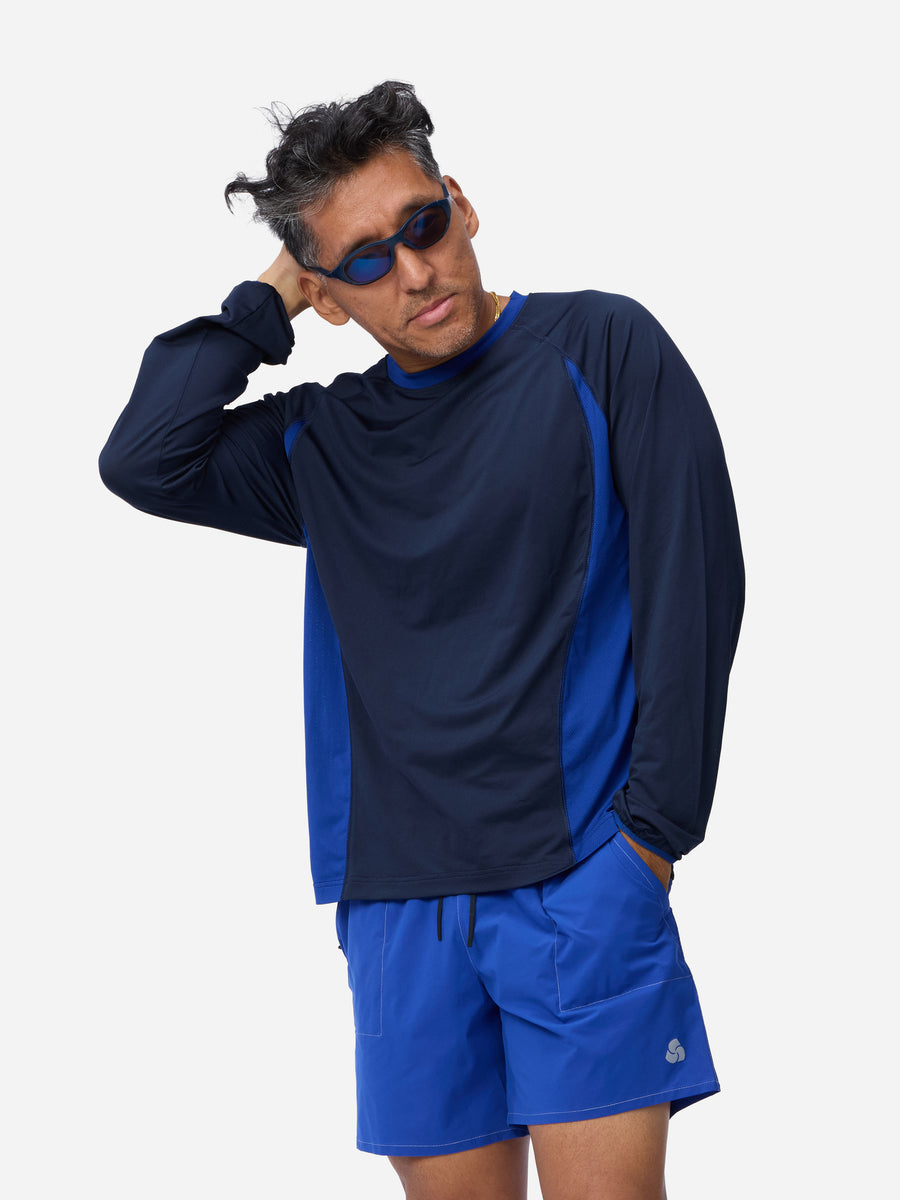 Track Tee LS ~ Navy/Cobalt