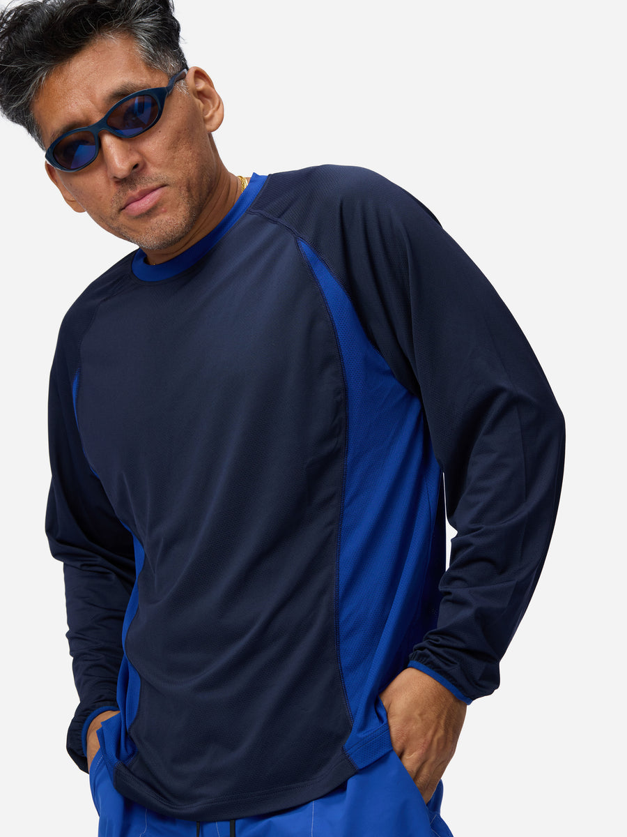 Track Tee LS ~ Navy/Cobalt
