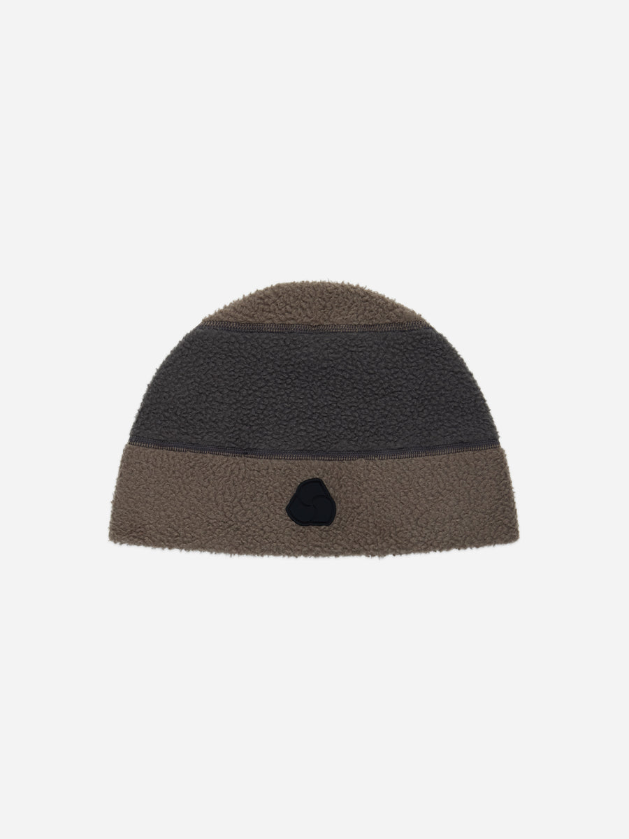Fleece Beanie ~ Charcoal/Tan