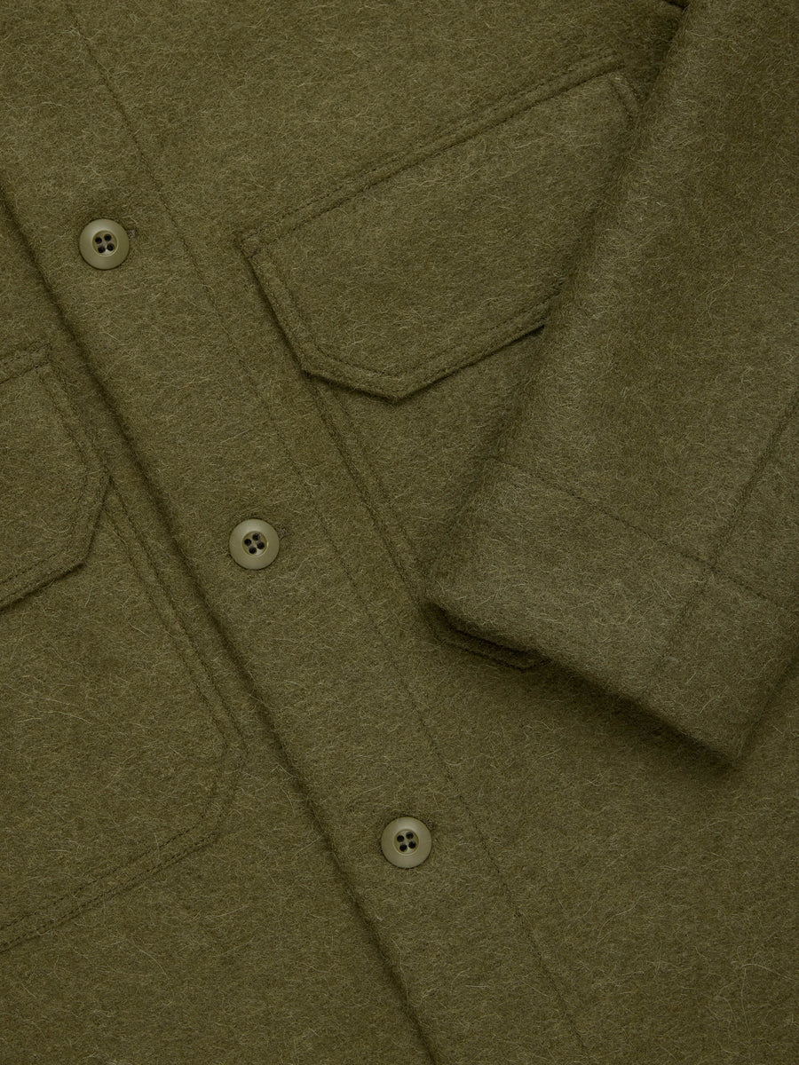 Officer Shirt ~ Olive Felted Wool