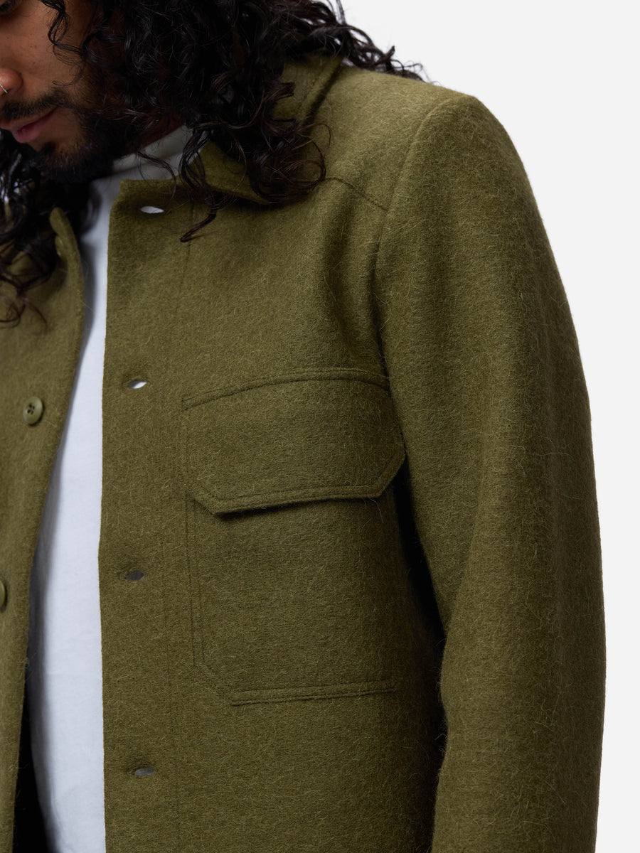 Officer Shirt ~ Olive Felted Wool