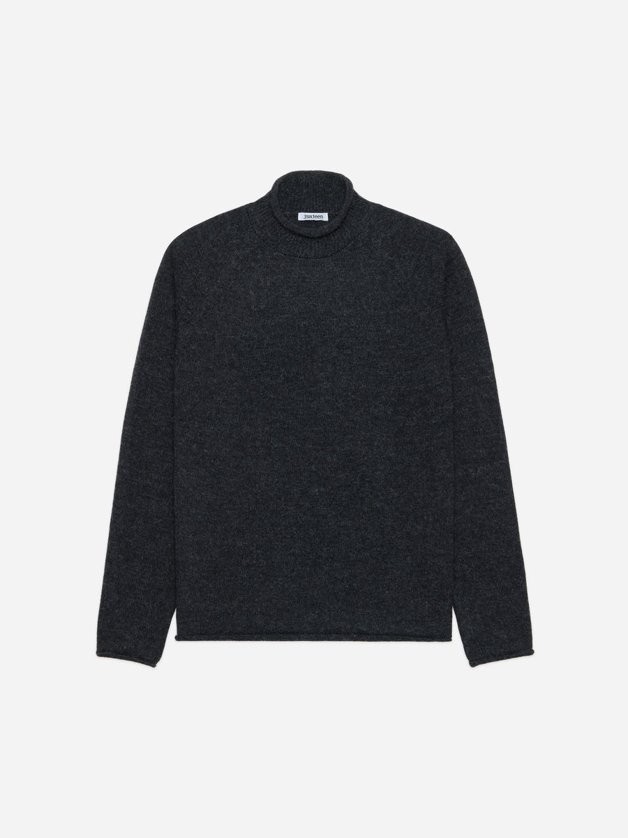 Roll Neck Sweater ~ Charcoal Baby Alpaca