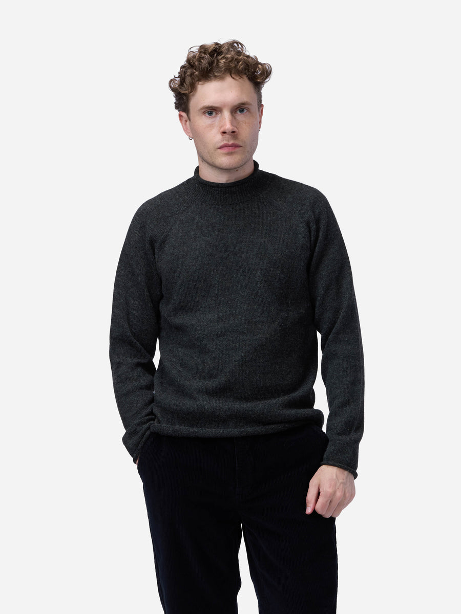 Roll Neck Sweater ~ Charcoal Baby Alpaca