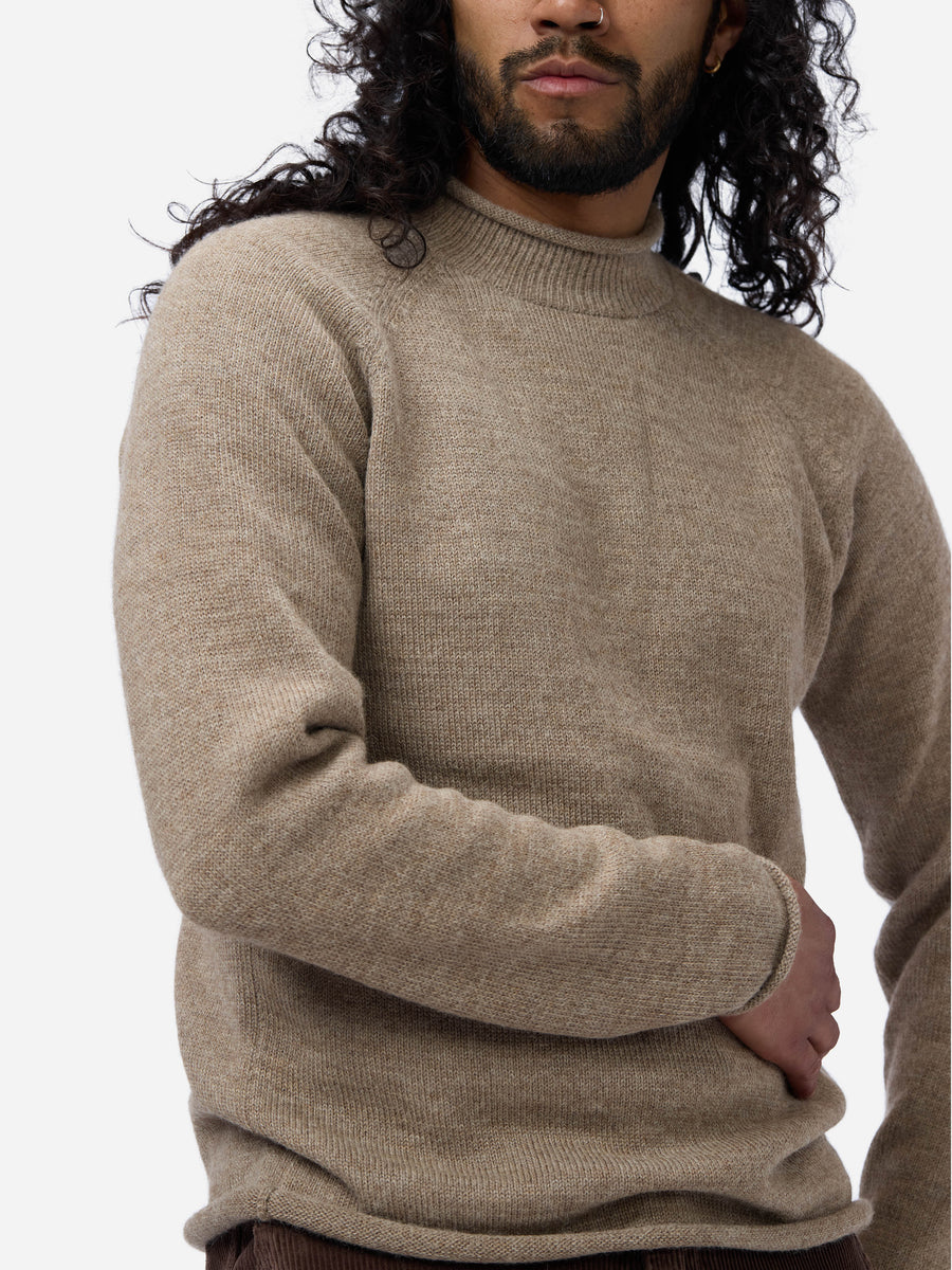 Roll Neck Sweater ~ Sandstone Baby Alpaca