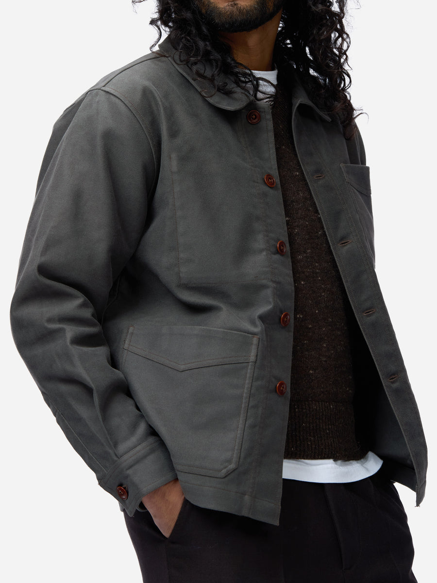 French Work Jacket ~ Grey Moleskin