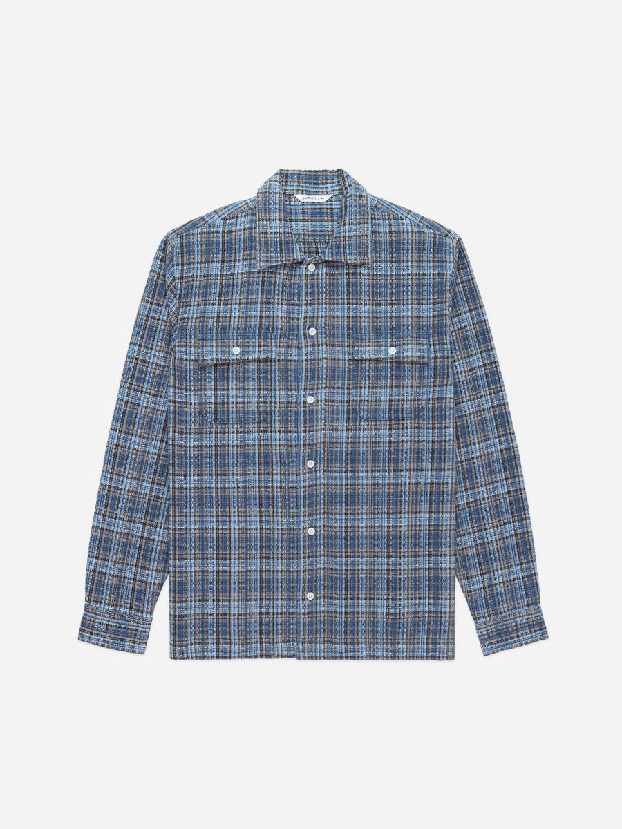 Camp Shirt ~ Blue Dobby Plaid