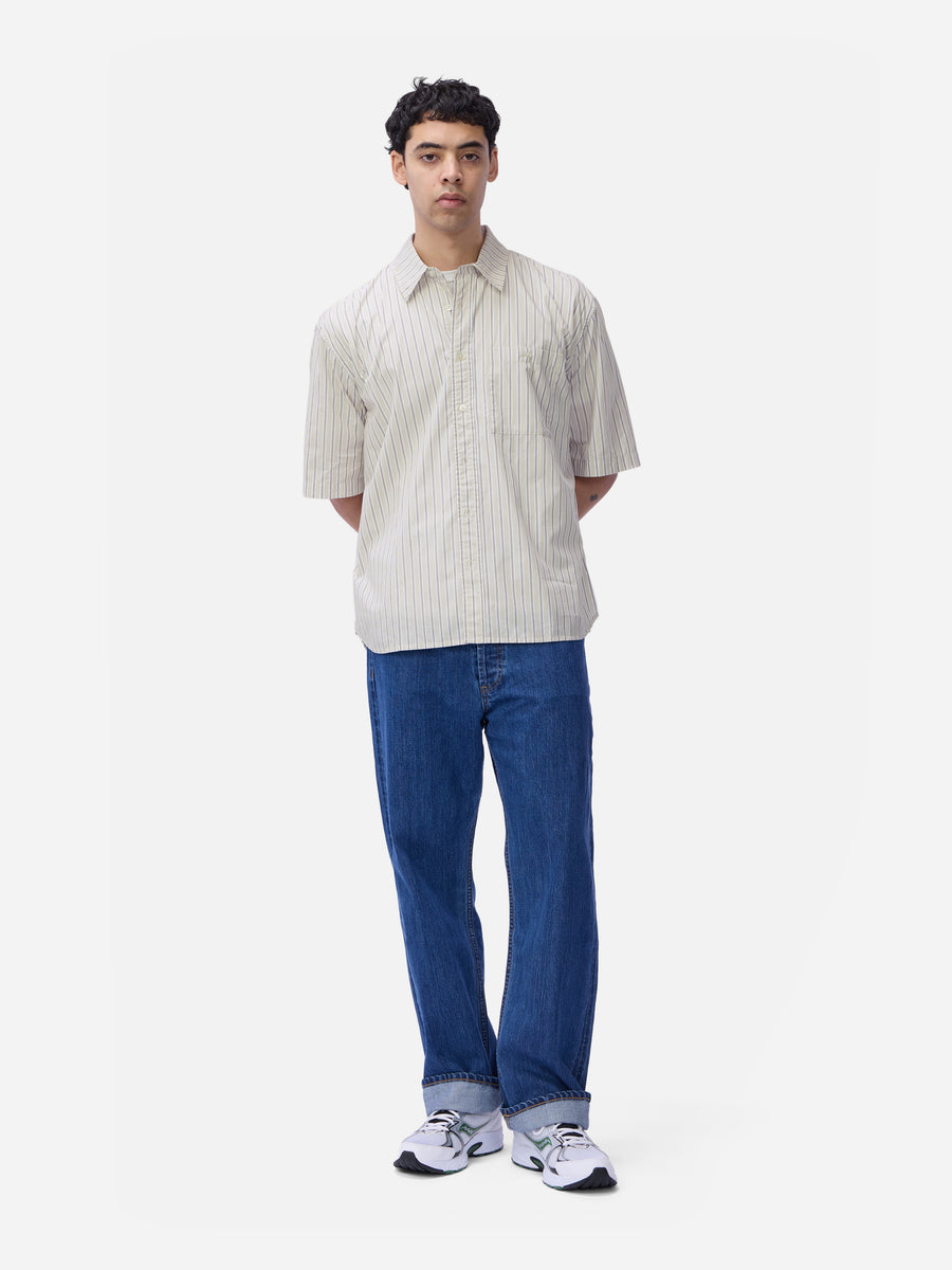 Short Sleeve Commuter Shirt ~ Tan Stripe